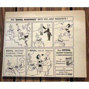 Royal Instant Pudding Vintage Mini Print Ad 1950s Comic Humor Desserts